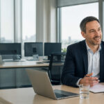 Persönliches Beratungsgespräch mit einem IT Dienstleister in Köln in modernem Unternehmensumfeld. KI generiert