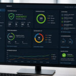 IT-Betreuung: IT Sicherheit Monitoring Dashboard auf einem Bildschirm. KI generiert